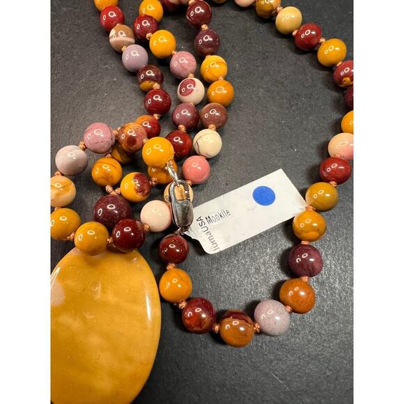 NEW Mookaite knotted pendant necklace with sterling silver clasp - Picture 7 of 13